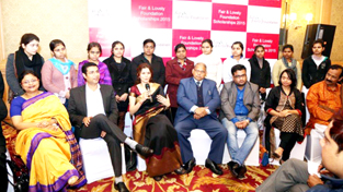 Panel of judges interviewing candidates during 1st round of 12th edition of Fair & Lovely Foundation Program at Lucknow.