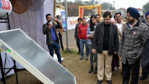 Deputy Commissioner Jammu Simrandeep Singh having a look at a product on display during exhibition.