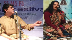 Eminent vocalists - Srinivas Joshi and Meeta Pandit performing on Day 4 of SaMaPa Aalap Festival.