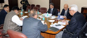 Governor N N Vohra presiding over the SAC meeting in Jammu on Friday.