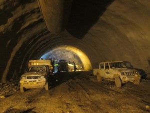 Inside view of Chenani-Nashri tunnel where final phase of work is in progress.