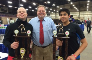Aryan Mahajan posing for photograph with Tournament Director ED Hogshead after winning.