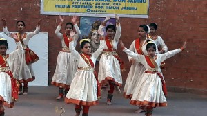 Students performing colourful activity during IIMUN Conference at Heritage School in Jammu.