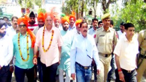 PHE, Irrigation & Flood Control Minister Sham Choudhary at Suchetgarh border on Thursday.