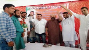 Minister of Health & Medical Education Bali Bhagat during a BJYM function at Karan Palace Nagbai on Sunday.