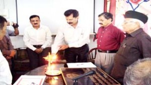 JKESL president, Major Gen Goverdhan Singh Jamwal, inaugurating AGM at Jammu.