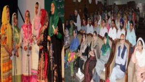 Chief Minister Mehbooba Mufti along with Education Minister Naeem Akhtar and others watching Naat Majlis on Saturday. —Excelsior/Shakeel-ul-Rehman