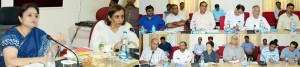 MoS Education, Priya Sethi chairing a meeting at Jammu on Sunday. 