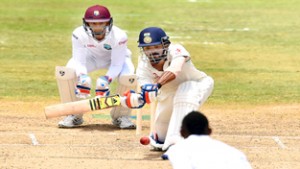 KL Rahul playing a shot during a warm up game on Sunday.