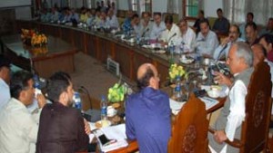 Minister for Public Works, Abdul Rehman Veeri reviewing development works in Kashmir.
