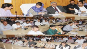Chief Minister Mehbooba Mufti interacting with Civil Society members at Budgam on Wednesday.