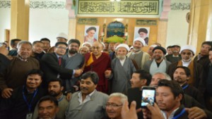 Dalai Lama during his meeting with religious scholars at Imam Bargah in Leh. —Excelsior/Stenzin