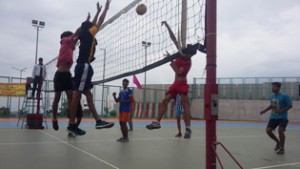 Players in action during match.