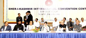 All Party Delegation meeting Chief Minister Mehbooba Mufti in Srinagar on Sunday. -Excelsior/Shakeel