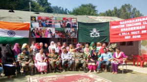 Bhaderwah girls posing for a photograph on Friday after completing computer training imparted by R R— Excelsior/Tilak Raj