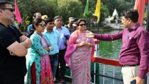 MoS Tourism, Priya Sethi inspecting tourist facilites at Mansar on Friday.