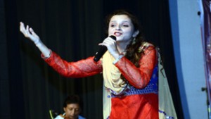 A singer performing during a musical programme organized by NDS at Jammu.