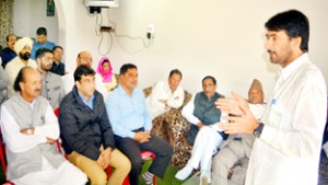 Pradesh Congress chief G A Mir addressing party workers.
