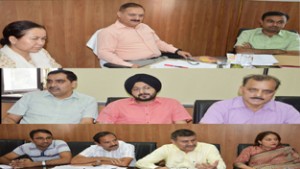 Divisional Commissioner, Dr Pawan Kotwal chairing a meeting at Jammu on Friday.