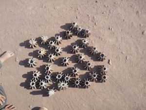 Mortar shells gathered by people in Balakote sector on Tuesday.