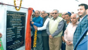 MLA Samba laying foundation stone of educational institution on Thursday.