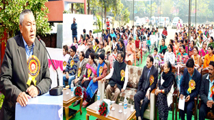 Minister for Cooperative Chering Dorjey addressing a gathering in Jammu.