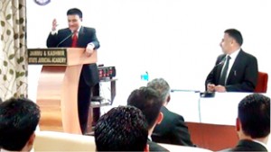 A dignitary delivering lecture to newly enrolled advocates on Thursday.