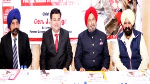 Ex-Army Chief Gen J J Singh and others at the launch of Aryans Special Scholarship Scheme for wards of Army personnel.