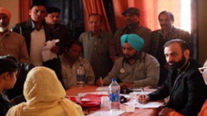 HoD Cardiology Dr Sushil Sharma examining patients at Garhi in Block Marh on Sunday.