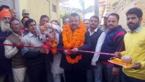 Minister for Industries and Commerce, Chander Prakash Ganga inaugurating developmental works at Samba on Sunday.