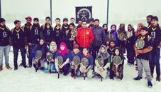 J&K Ball Badminton team posing for a group photograph after its selection at Gindun Stadium in Srinagar.
