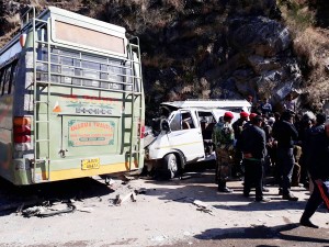 Ill-fated vehicles after accident at Karara in District Doda.  —Excelsior/Tilak Raj