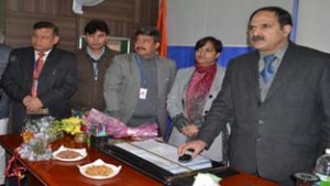 Registrar Cooperative Societies, BA Bhat launching website of the Citizens’ Cooperative Bank Ltd. on Friday.