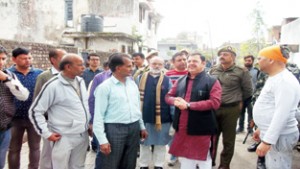 Minister of State for Finance Ajay Nanda interacting with public at Reasi on Saturday.
