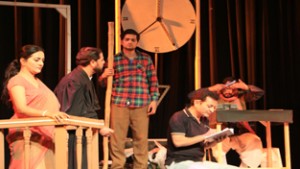 A scene from the play ‘Khamosh Adalat Jari Hai’ staged by Pancham at Abhinav Theatre on Monday. 