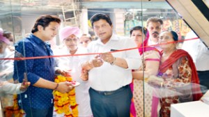 MLA Jammu East, Rajesh Gupta, inaugurating showroom of Shanti Jewellers at Peer Mitha in Jammu.