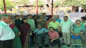 Former Union Minister Prof. Chaman Lal Gupta after inaugurating Shanti Vatika at Jogi Gate on Wednesday.