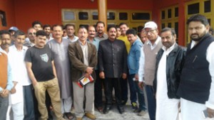 Rajeev Charak, State president, Charak Welfare Society and other Biradari members during a meeting at Jammu.