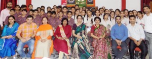 Students posing along with Resource Person, Dr Rekha Harish, other dignitaries and School Management at MHAC Ngbani in Jammu.