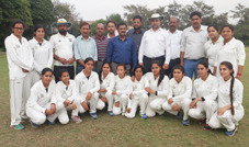 Jubilant JU Women Cricket team posing for a group photograph after winning title in 1st State Universities Sports Championships in Jammu.