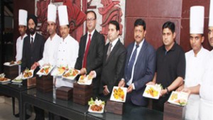 Officials and Chefs of ‘The Terrace Skylounge’ displaying coastal cuisines on the launch of 10-day Food Festival. 