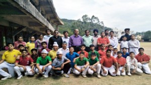 Winners of Speedball Competition posing for a group photograph along with Officers and officials of DYSS in Udhampur.
