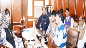 CM Mehbooba Mufti interacting with a deputation in Srinagar on Tuesday.