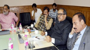 The CSC on Ganderbal Hydroelectric Project meeting in Srinagar on Wednesday. 