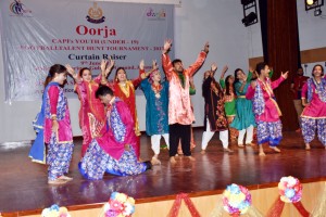A beautiful culturl item being presented by the students at Police Auditorium in Jammu on Friday.