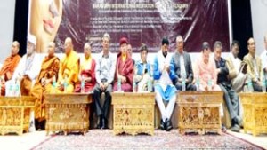Puducherry Lt Governor Dr Kiran Bedi and others during ‘Mahakaruna Diwas’ at Leh. -Excelsior/Morup Stanzin