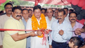 MLA, Jammu East, Rajesh Gupta, inaugurating showroom of Yokohama Tyres at Jammu.
