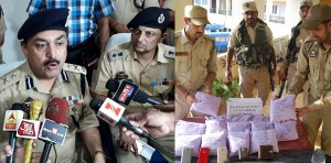 IGP Jammu Zone, SD Singh addressing press conference at PCR Jammu on Friday. -Excelsior/ Rakesh