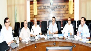 GoI officers taking a review of fertilizers stocking & supply position during a meeting at Jammu on Friday.