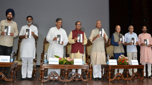 RSS and BJP leaders releasing a book on former Jan Sangh president Pt. Deendayal Upadayay at Jammu on Thursday.— Excelsior/Rakesh
